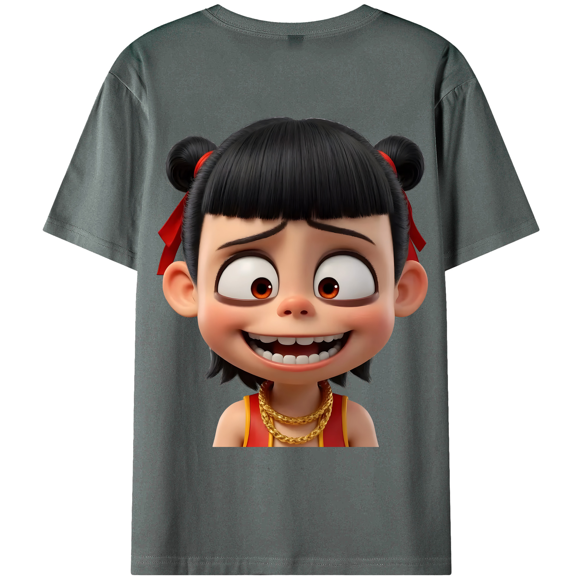 （画像用） Ne Zha 2 ナタ 魔童の大暴れ 綿100％ メンズ半袖Tシャツ（バックプリント） 通気性